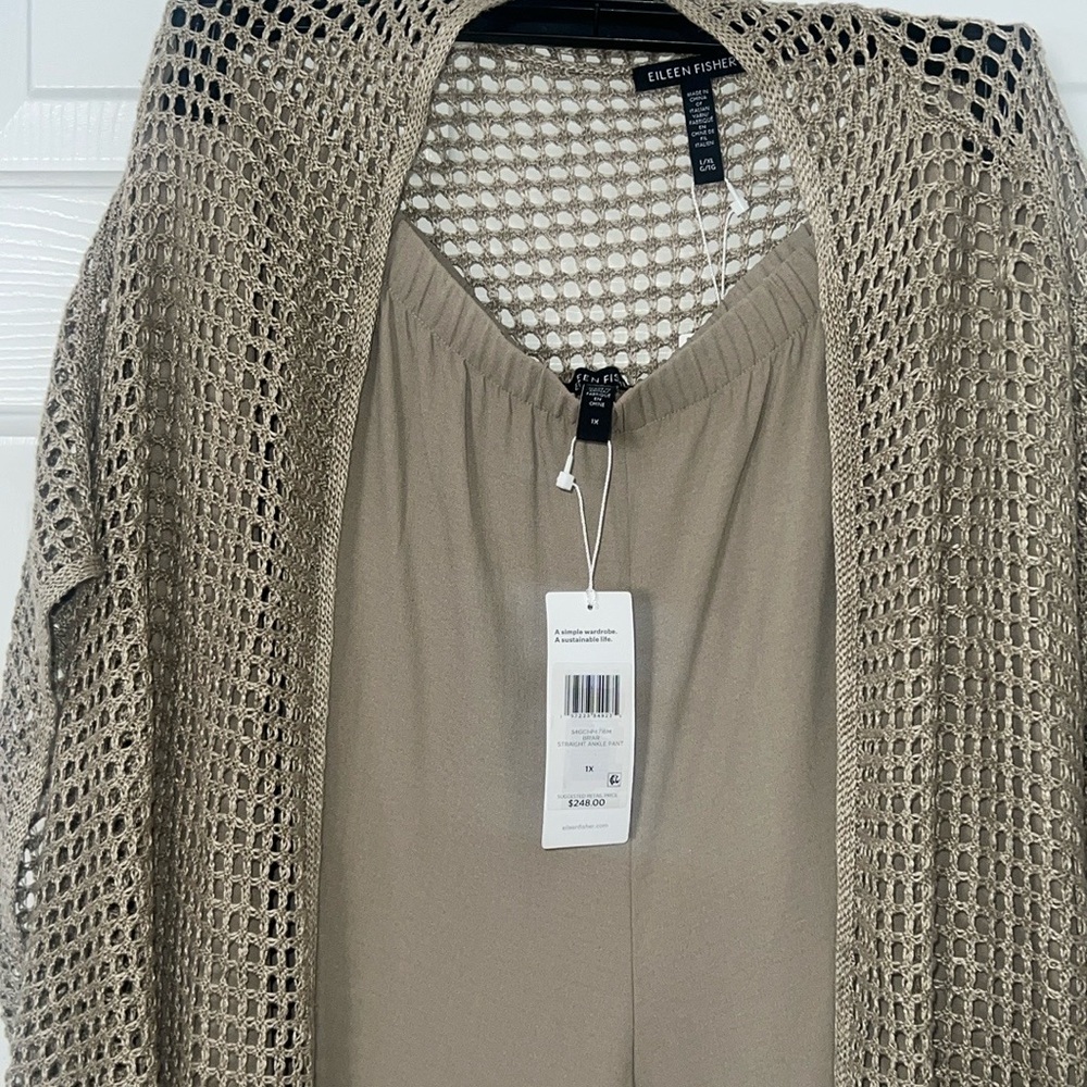 Eileen Fisher Organic Linen Délavé Long Cardigan in Natural L/XL NWT - Picture 8 of 8